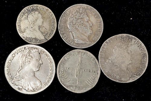 FIVE EARLY EUROPEAN SILVER COINSincluding