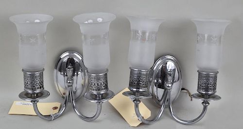 PAIR PLATED TWO-LIGHT SCONCESwith
