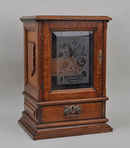 ENGLISH VICTORIAN OAK TOBACCO CABINETwith