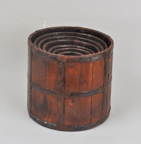 GROUP SEVEN ASIAN METAL BOUND WOOD