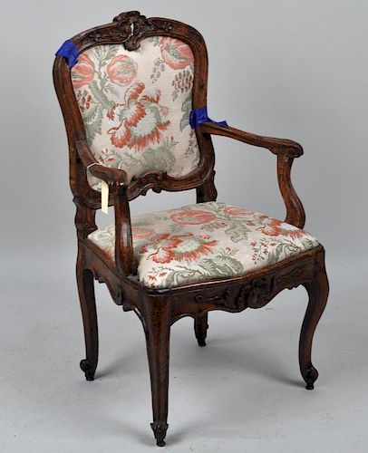 FRENCH PROVINCIAL CARVED ARM CHAIRLouis