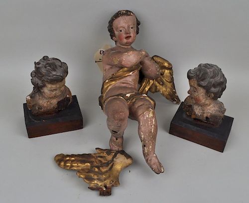 GROUP 3 EARLY CARVED POLYCHROMED 3832aa