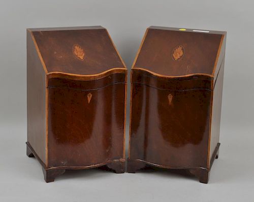 PAIR GEORGE III STYLE INLAID MAHOGANY