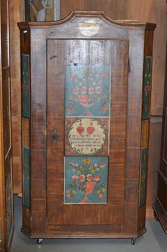 CONTINENTAL PAINT DECORATED CUPBOARDhaving