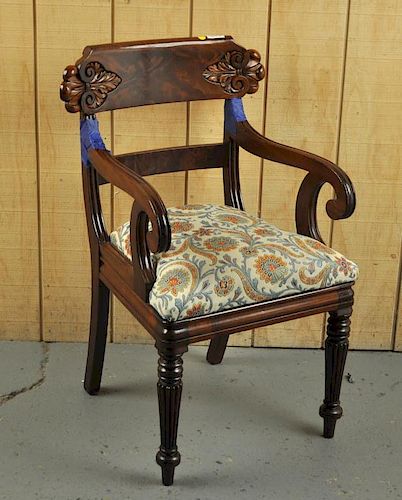 REGENCY CARVED MAHOGANY ARM CHAIRwith 3832cd