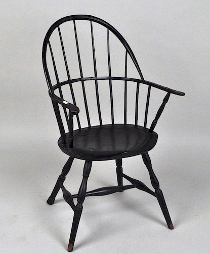 BLACK PAINTED WINDSOR ARM CHAIRpaint 3832ed