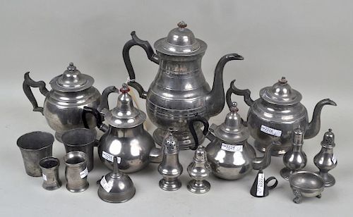 LARGE GROUP PEWTER TABLEWAREScomprising