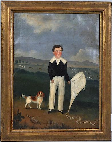 FOLK ART O C OF YOUNG BOY WITH 383349