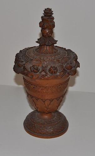 ELABORATELY CARVED TREENWARE CONTAINERin 383384