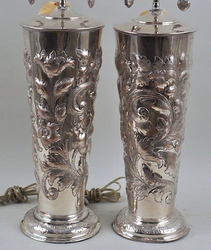PAIR LARGE OLD SHEFFIELD SILVER