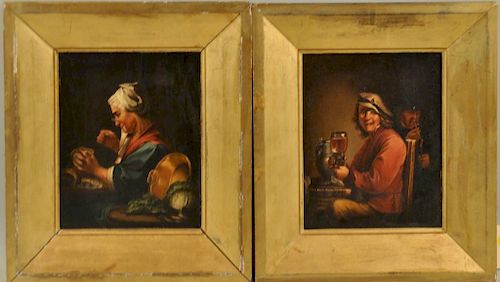 PAIR OLD MASTER STYLE FRAMED PORTRAITS 3833ca