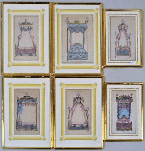 SET SIX FRENCH PRINTS OF ANTIQUE 3833d1