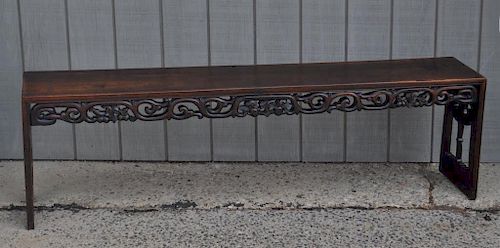 ASIAN CARVED HARDWOOD LONG BENCHwith 3833fd
