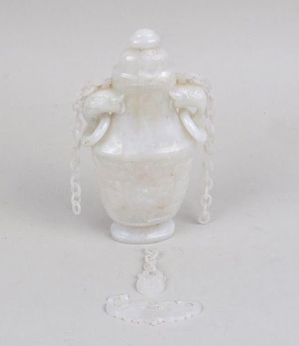 CHINESE CARVED WHITE JADE COVERED 38340e