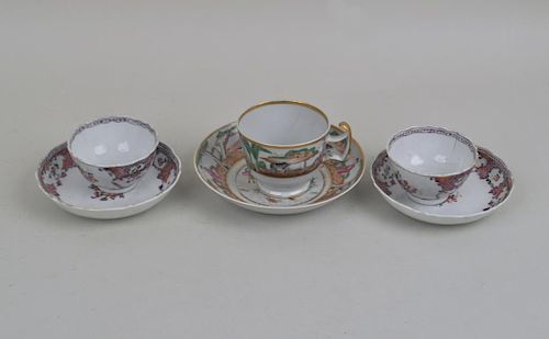 GROUP THREE CHINESE EXPORT CUPS SAUCERScomprising 383430