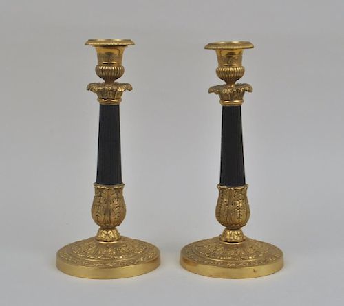 PAIR FRENCH EMPIRE STYLE CANDLESTICKSround 383445