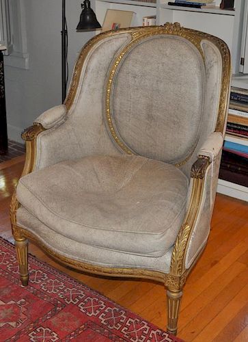 LOUIS XVI STYLE CARVED UPHOLSTERED 38344b