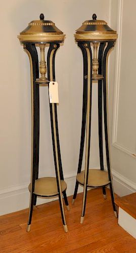 PAIR DIRECTOIRE STYLE PAINTED TORCHERESwith