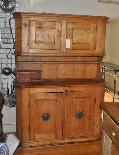 ENGLISH PINE TWO PART WELSH CUPBOARDwith 383462