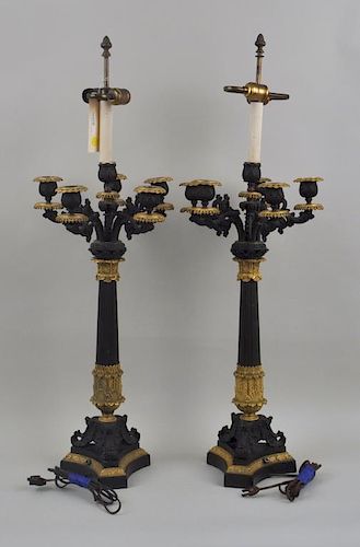 PAIR PARCEL GILT BRONZE 5 LIGHT 383479