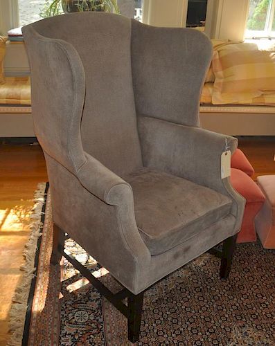 CHIPPENDALE STYLE WING CHAIR GREEN 383471