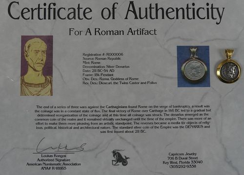 18K GOLD PENDANT WITH ANCIENT ROMAN 3834fc