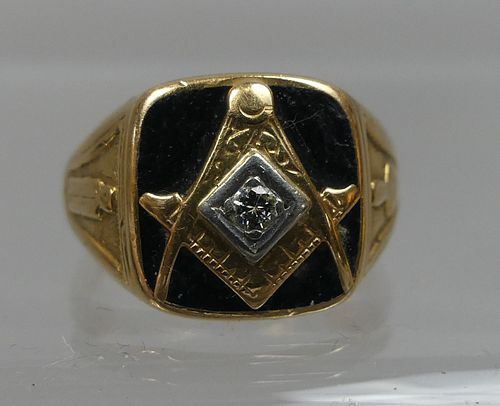 MENS 14K GOLD MASONIC RINGOld Masonic
