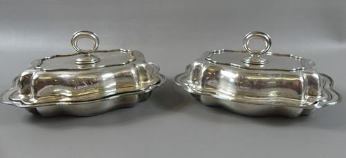 PAIR STERLING COVERED VEGETABLE