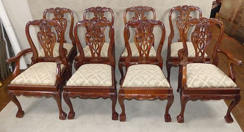 SET 8 CHIPPENDALE DINING CHAIRS BY LLOYD