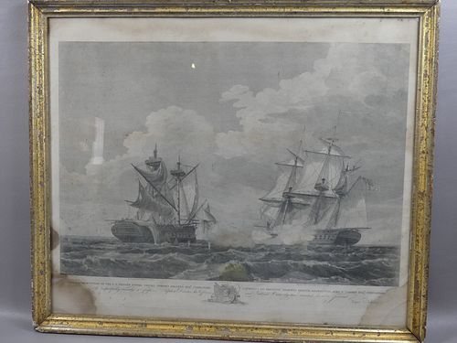 WAR OF 1812 NAVAL BATTLE ENGRAVING 38356f