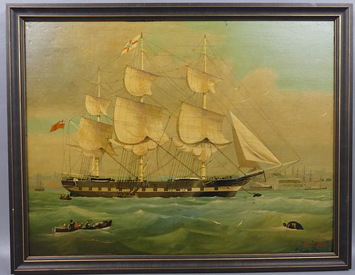 EDWIN PEGRUM BRITISH SHIP PAINTINGAntique