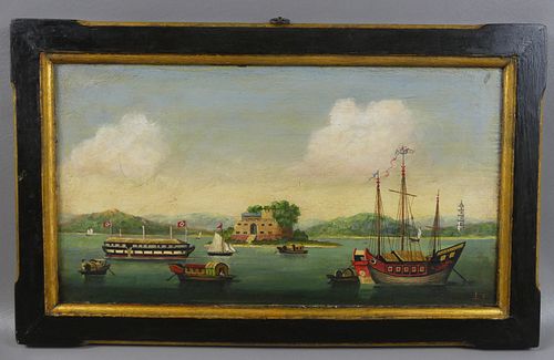 CHINESE EXPORT PAINTING - SHIPS