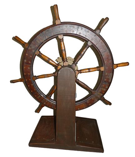 LARGE ANTIQUE SHIP'S WHEELLarge