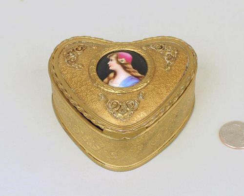 FRENCH GILT METAL HEART SHAPED