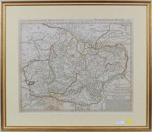 FRAMED FRENCH HAND COLORED MAP