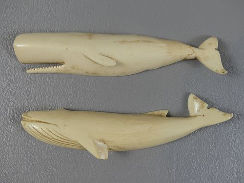 PAIR CARVED WHALE FIGURESPair of 3835e4