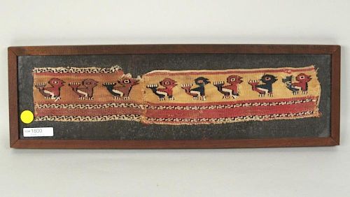 EARLY FRAMED PERUVIAN TEXTILE FRAGMENTEarly