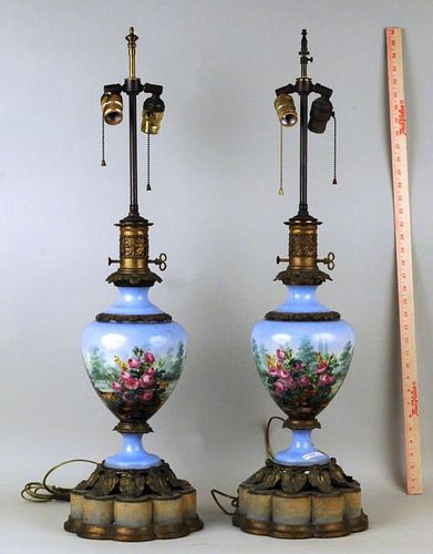 PAIR PARIS PORCELAIN HAND PAINTED 383627