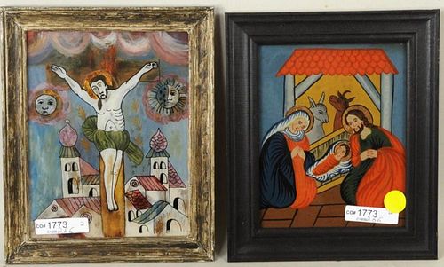 TWO SMALL GERMAN RELIGIOUS PAINTINGS 383663