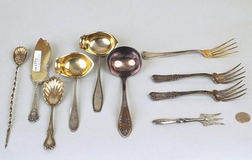 NINE STERLING SILVER SERVING UTENSILSNine