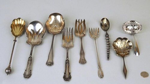 SEVEN STERLING SILVER SERVING UTENSILSSeven 383695