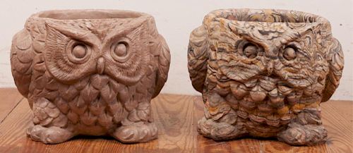 COMANCHE POTTERY OWL PLANTERS PAIRPair 385e0e