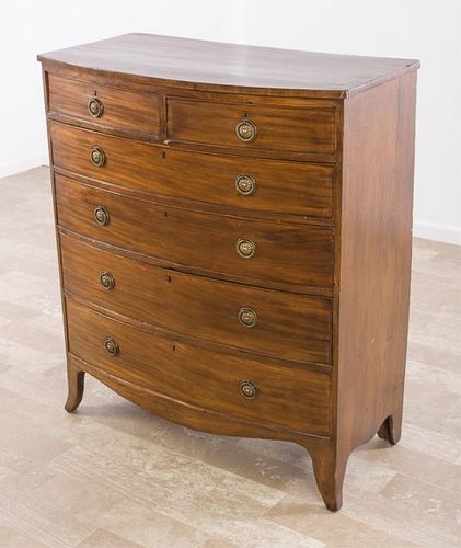 ENGLISH BOW FRONT CHEST OF DRAWERS