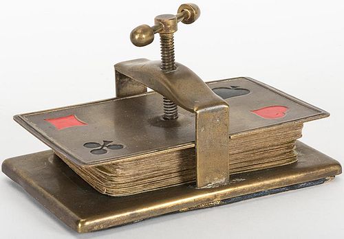 BRASS CARD PRESS WITH PAINTED SUIT