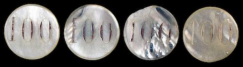 SET OF FOUR ROUND MOTHER OF PEARL 385fdc