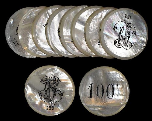 SET OF 10 ROUND MOTHER OF PEARL 385fdf