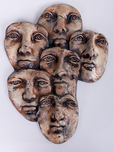 RITTER WALL SCULPTUREMultiple face pottery