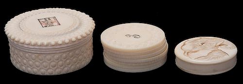 PAIR OF CARVED IVORY WHIST COUNTER 386040