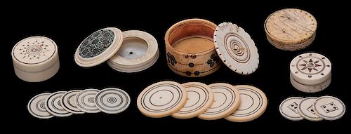 SIX MISCELLANEOUS IVORY WHIST ITEMS.Six