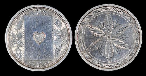 TWO MATCHING SILVER WHIST COUNTERS.Two